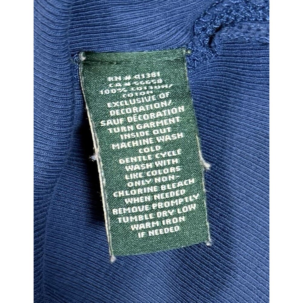 Lauren Ralph Lauren Women’s XL Blue Ribbed Lace Up V Neck Cotton T Shirt - Picture 7 of 9